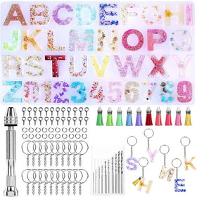 DIY Keychain Jewelry Pendant Crafts Mold Tools Alphabet Letters Number Silicone Resin Molds Eco-Friendly White Cake Tools Kit