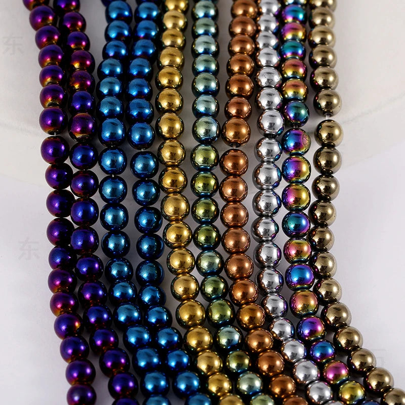 Non Magnetic Hematite 4-12mm Electroplated Gold/Silver Heishi Beads for Jewelry Making