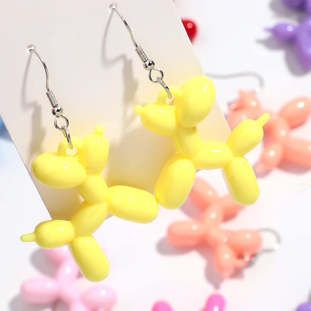 Hot-selling Summer New Cartoon Animal Pendant Cute Charms Glossy Solid Color 3D Balloon Dog Dangle Earrings
