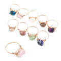 Natural Stone Winding Ring Adjustable Birth Stone Ring for Women  Amethyst White Crystal Raw Stone Ring