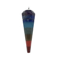 Diy Natural Crystal Seven Chakra Pendant Necklace Spirit Pendulum Colorful Chakra Hexagonal Cone Power Stone Accessories