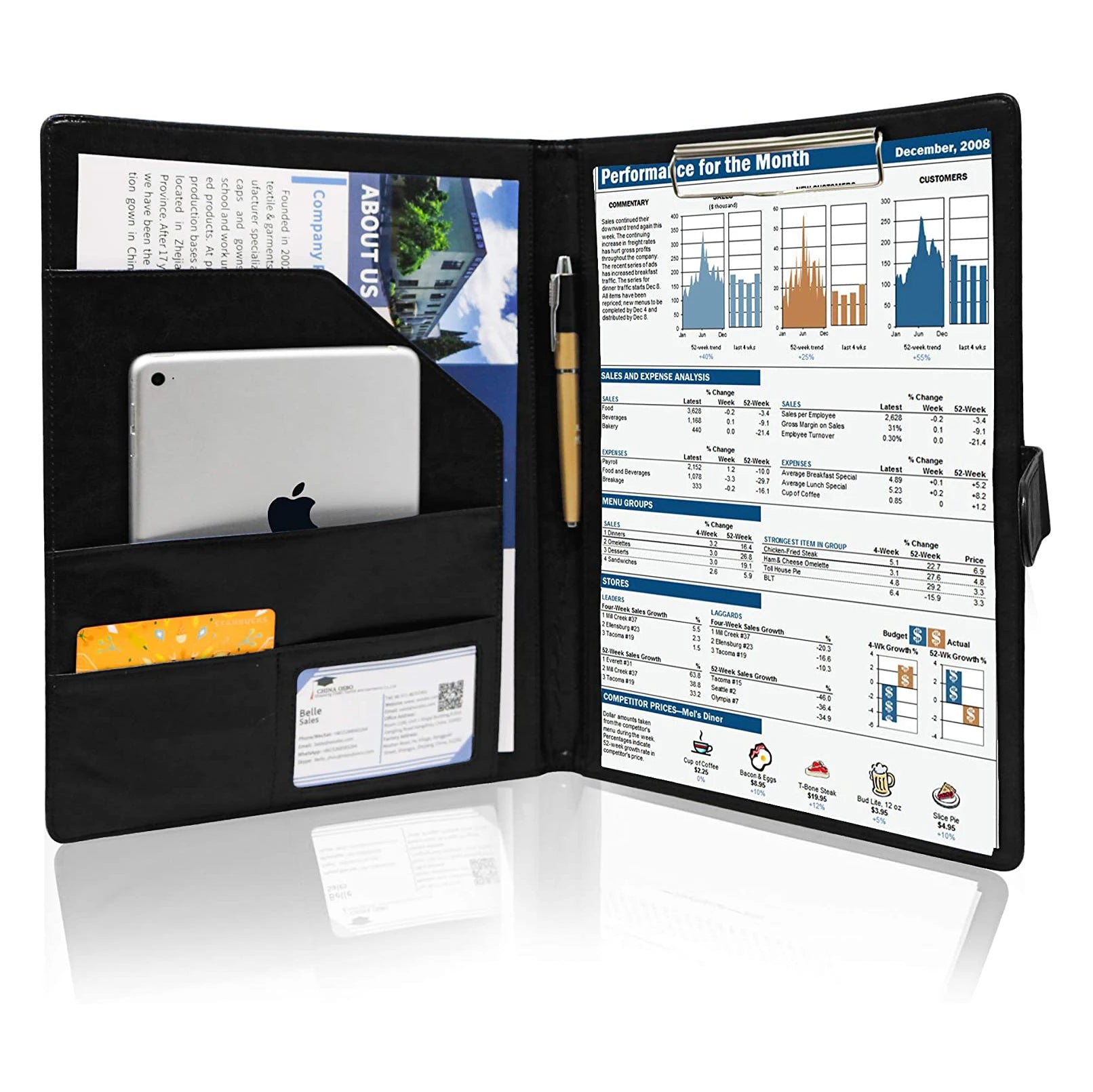 Multi-Pocket File Folders A4 Organizer Executive Resume Padfolio Portfolio Folder
