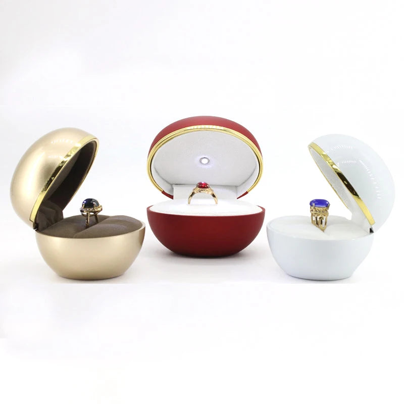 Luxury Egg Shape LED Jewelry Box Jewelry Wedding Ring Box With LED Light