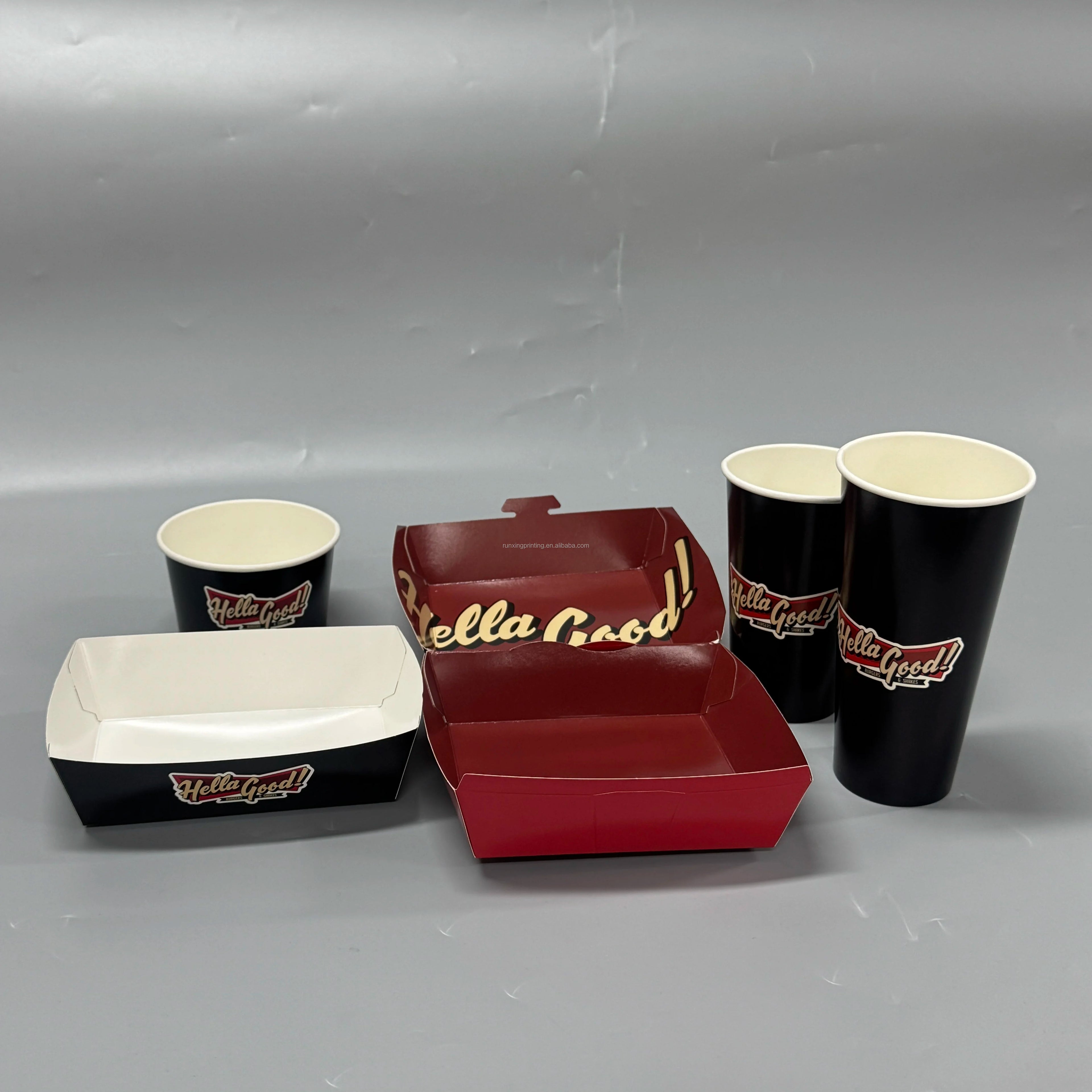 Biodegradable Fast Food Restaurant Burger Packaging Cheap Take-Away Paper Boxes with Foil Specifications Free Sample