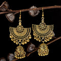 Vintage Ethnic Gypsy Indian Women Earrings Boho Jewelry Ladies Retro Round Bell Tassel Hollow Tassel Jhumka Earrings