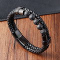 New Arrivals European and American Fashion Natural Volcanic Stone Beaded Bracelet Hand-woven Leather Men's Bracelet