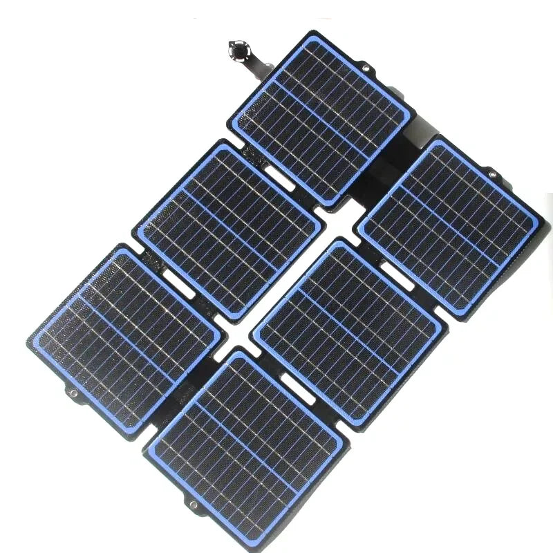 BUHUSHUI Folding Solar Panel Battery Charger Foldable Portable USB Solar Panel ETFE Solar Cells Charger Bag/Backpack 30W 12V/5V