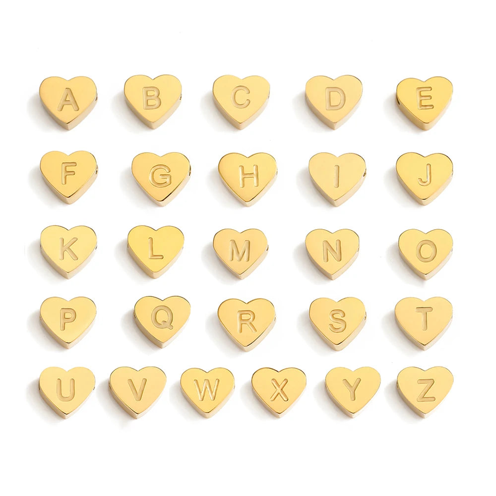 Wholesale INS Popular Titanium Stainless Steel  Jewelry Love Heart Shape a to Z  Letter Initial Capital Alphabet Charms