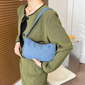Chic Vintage Plaid Washable Blue Denim Chain Armpit Purse Custom Casual Women Underarm Shoulder Bag Student Beach Purse 2022