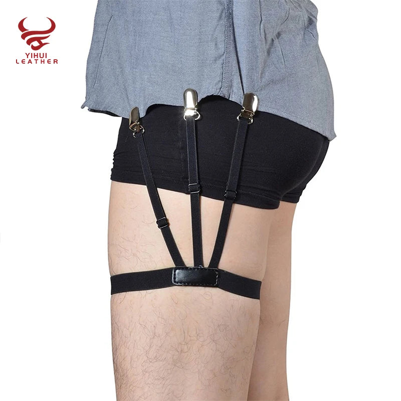 Men Shirt Stays Belt Non-slip Locking Clips Keep Shirt Tucked Garters Adjustable Locking Clamps Leg Thigh Suspender Belt for Men