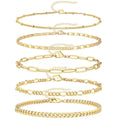 Hot Sale Gold Chain Adjustable Bracelets Set 14K 18k Real Gold Plated Link Chain Stackable Bracelets for Women Jewelry Gifts