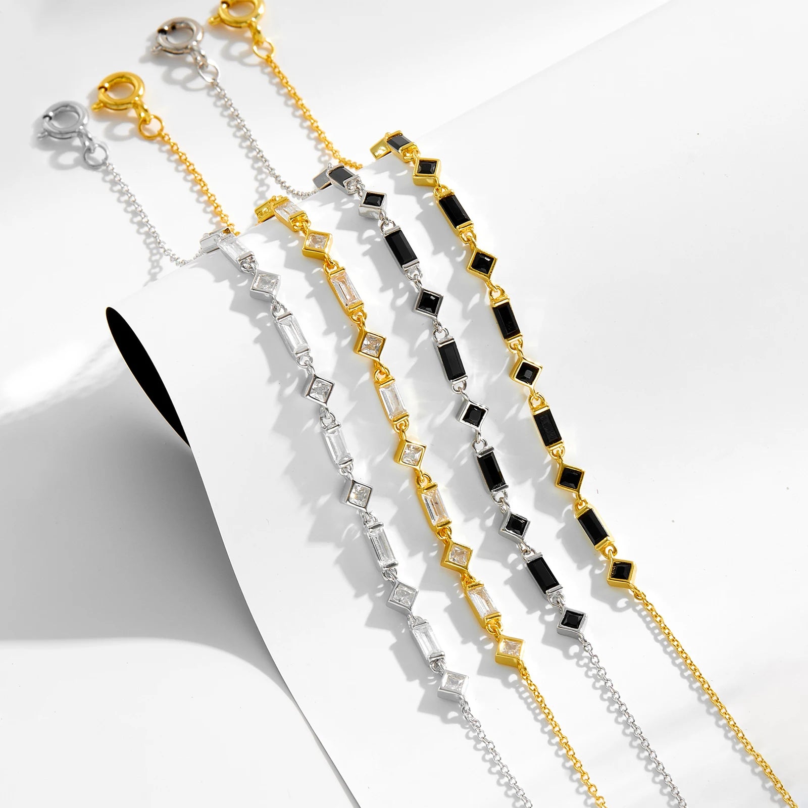 FUAMAY Plata 925 Silver Bridal Bracelets Link Bracelets White Stone Gemstone Bracelets Pulsera Para Mujer