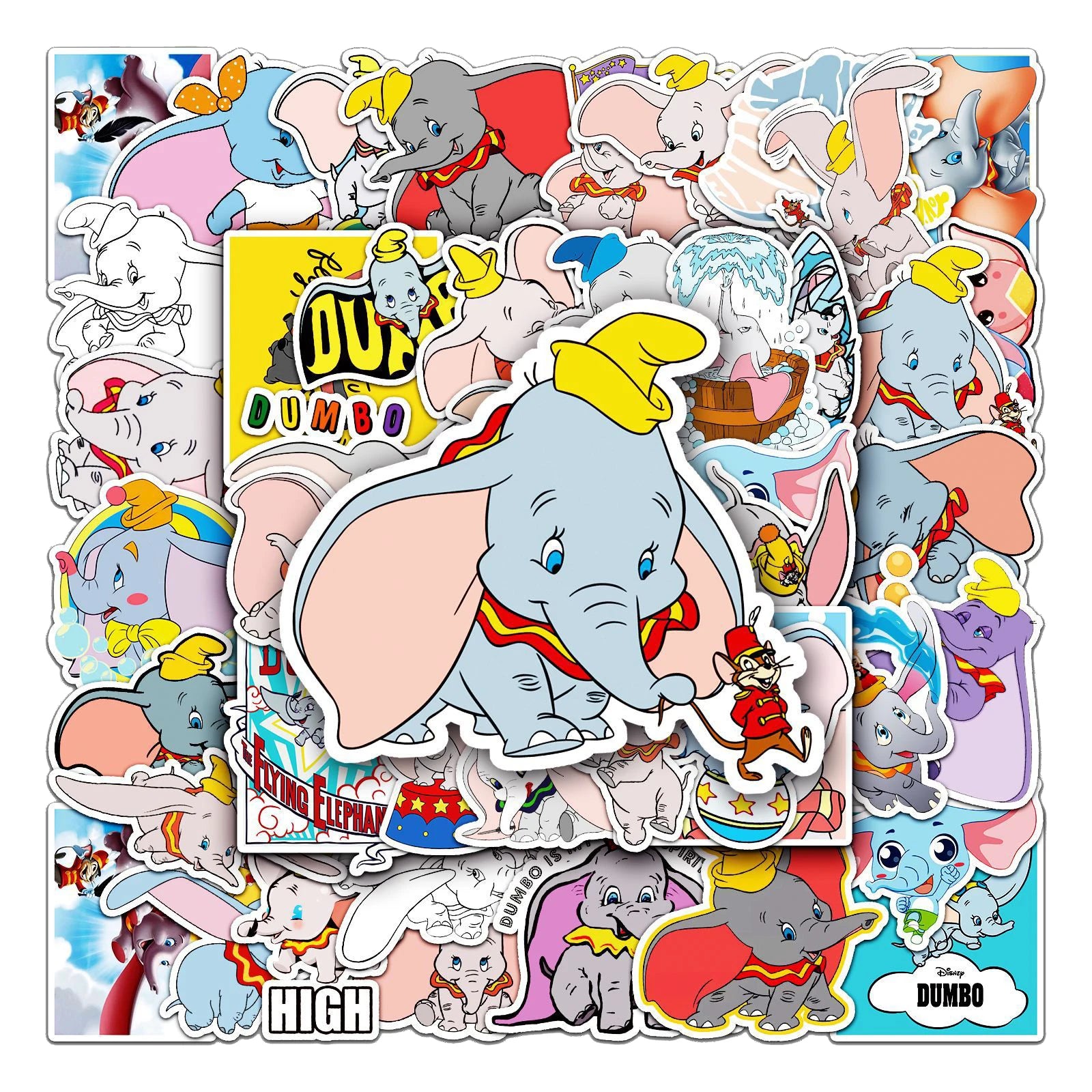50Pcs Classic Cartoon Elephant Decorative Stickers for Child Notebook Laptop Wall Waterproof 90s Cartoon Sticker Pack