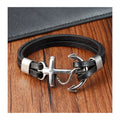 Wholesale Custom Bracelet Men Handmade Genuine Leather Bracelet Stainless Steel Magnetic Clasps Charm Bracelet Men Jewelry