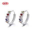 Popular Multiple Color Luxury 925 Sterling Silver Cubic Zirconia Fashion Jewelry Stud Earrings