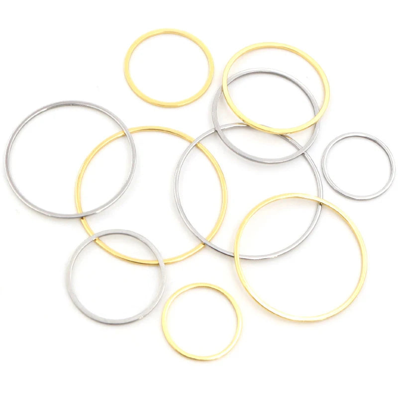 20pcs 15/20/25/30/35/40mm 316 Stainless Steel Gold Plated Earrings Rings Big Circle Ear Wire Hoops Pendant DIY Jewelry Findings