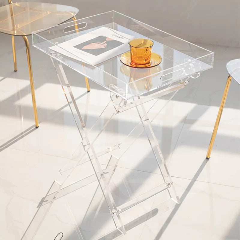 Modern Farmhouse Design Portable Transparent Acrylic Folding Coffee Table for Home Living Room Furniture
