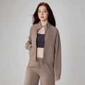 Low MOQ Standing Collar Sports Coat Zip up Long Sleeved Slim Fit Fitness Wear Large Pockets Loose Casual Jacket