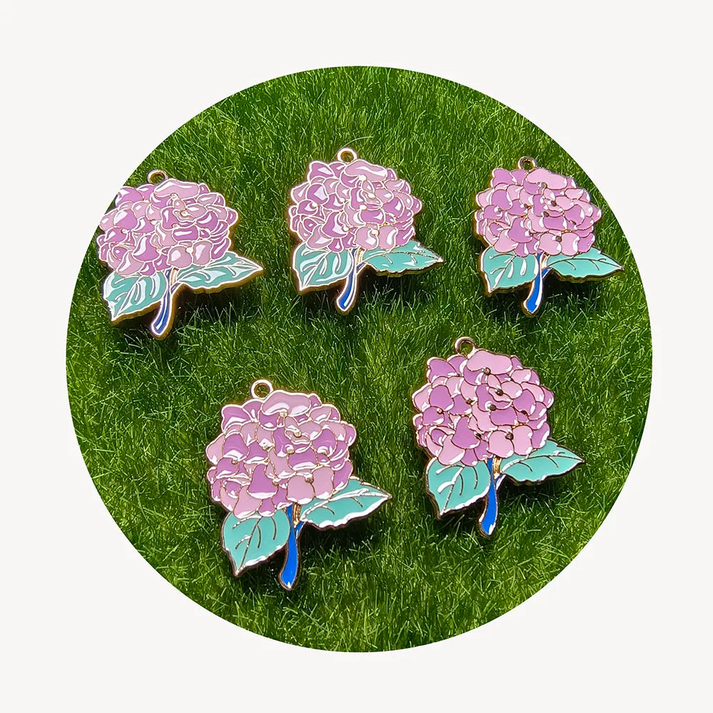 Creative Flower Design Enamel Charms Earrings Necklace Keychain Alloy Pendants DIY Ornaments Accessories