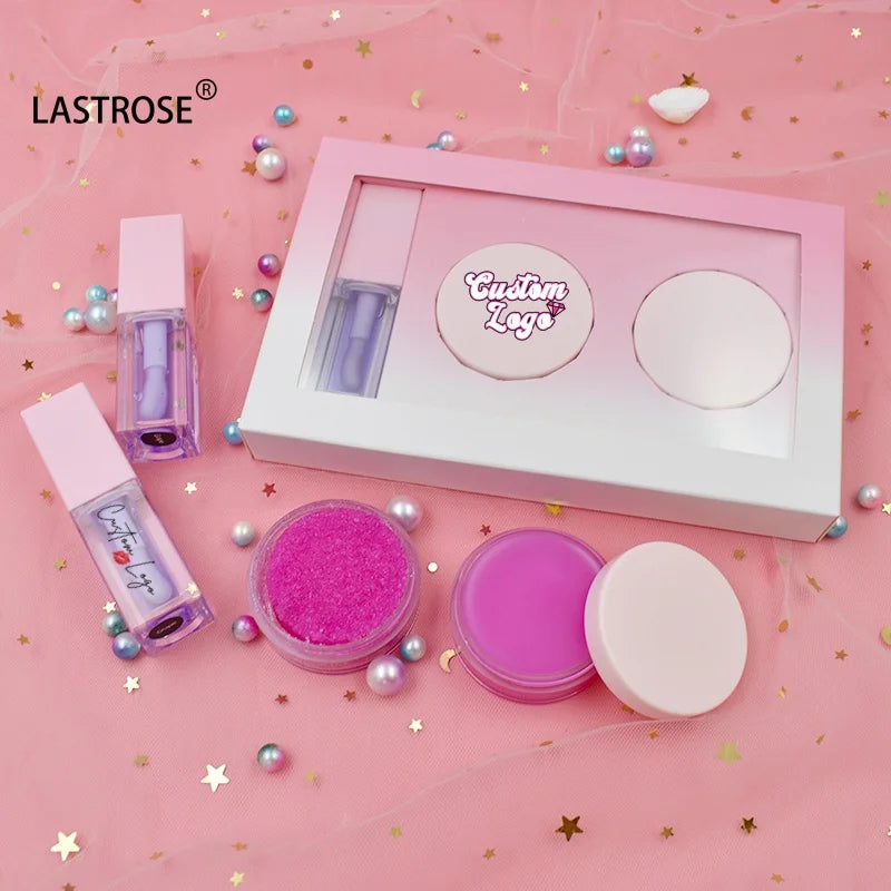 3 in 1 Moisturizing Lip Care Set Private Label Fruit Flavor Lip Oil Kit Vegan Makeup Beauty Lip Balm&Scrub