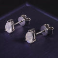 S90G Fine Jewelry Wholesale Suppliers Pure Silver Women Pear Cut Rainbow Moonstone Flat Back Earrings Stud