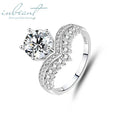 925 Silver Original 2 Carat Brilliant Cut Pass Diamond Test Sparkling D Color Moissanite Wedding Crown Ring Women Fine Jewelry