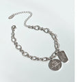 Stainless Steel Good Luck Letter Engraved Charms Pendant Link Chain New Year Bracelets