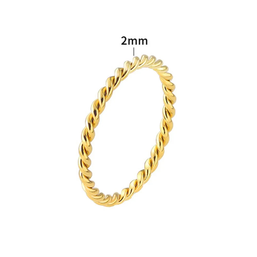 Wholesale Stainless Steel 2mm Thin Twist Chain Shape Finger Ring Jewelry Women Fashion Accessories China Supplier