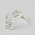 925 Sterling Silver Double Flowers Rings for Women Exquisite  Adjustable Open Ring Silver Jewelry