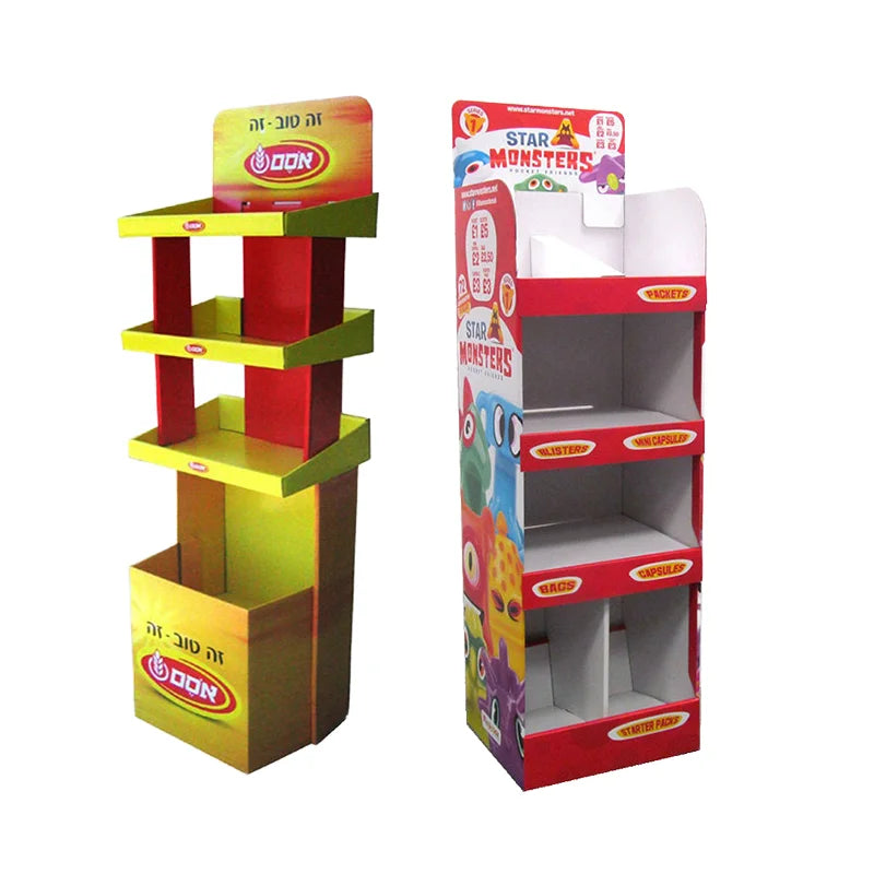 Customized Modern Eco-Friendly Cardboard Snack Display Stand  Foldable Supermarket POP Floor Pallet for Chips Snacks  Promotion
