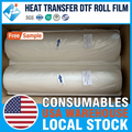 USA Warehouse DTF Roll Film Hot Peel PET Transfer Film Roll 30cm 33cm Heat Transfer DTF Printing Film for T-shirt Printing