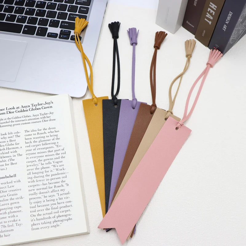 DIY PU Leather Bookmark with Tassel Fashionable Book Charm Gifts for Book Lovers Promotional Bookmarks
