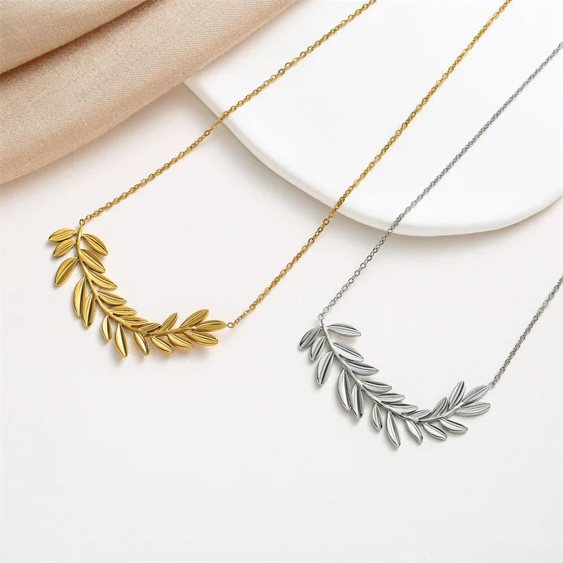 DAIHE New Style Design 18k Gold Stainless Steel Leaf Women Necklace