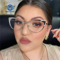 Teenyoun 2024 Vintage Temple Women TR90 Optical Metal Spring Hinge Computer Myopia Cat's Eye Metal Glasses Frame Wholesale