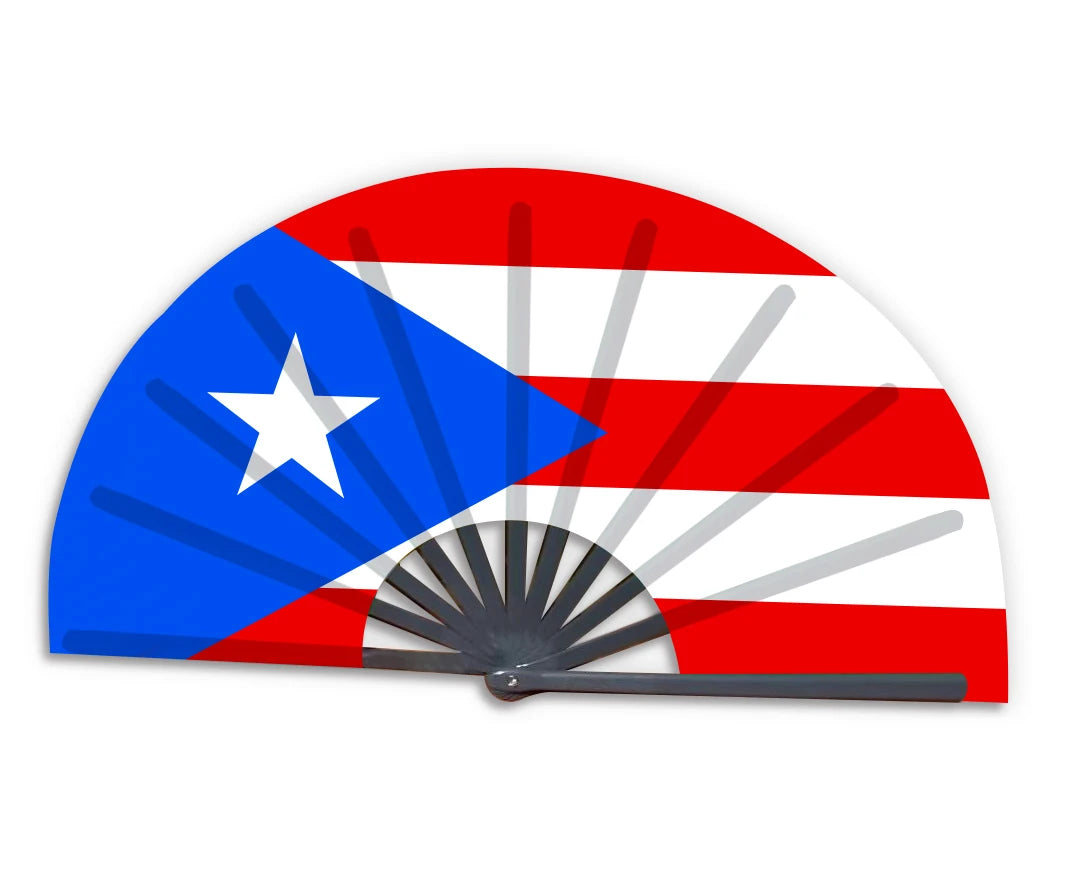 New Product Customized National Country Flag Puerto Rico Folding Bamboo Hand Held Fan