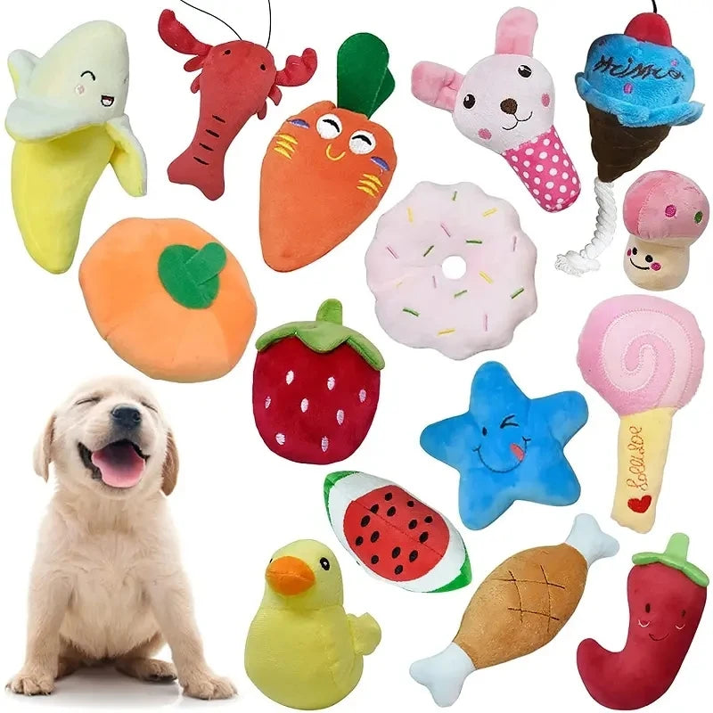 Dog Plush Squeaky Toy Set Cute Stuffed Interactive Pet Chew Toys for Puppy Wholesale