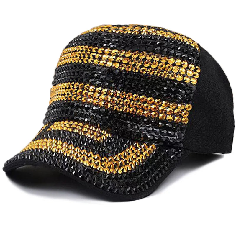 Hot Selling Rhinestone Bling Bling Lady Women Baseball Hat Blue River CZ Diamond See Shell Outdoor Sport Cap