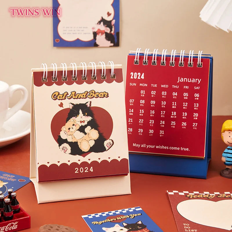 Cat Artist Small Calendar Cartoon Tabletop Decoration Student Schedule 467