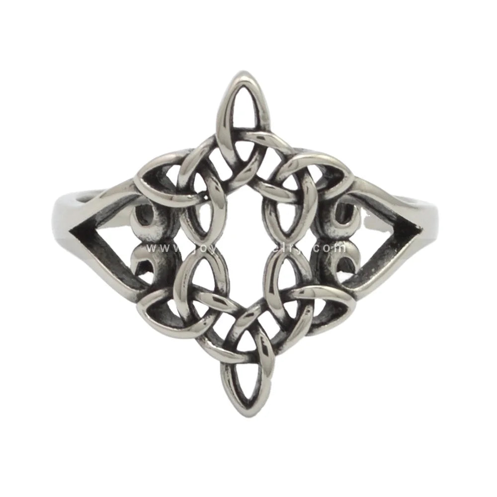 Vintage Hollow Celtic Knots Ring  Female's Classic Symmetry Stainless Steel Jewelry