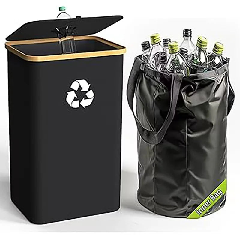 Foldable Eco-Friendly Recycling Bin for Kitchen Indoor Home Large 100L with Lid Removable Storage Bottle