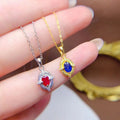 Hot Sale New Design 925 Sterling Silver Natural Ruby and Sapphire Daughters Party Pendant Necklace