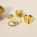 China Wholesale Stainless Steel Rings Gold Plated Small Cute Green Natural Stone Rings Jewelry
