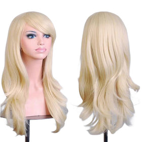 Wholesale 28-Inch Natural Wave Synthetic Wig with Bangs Long-lasting Party Cosplay Wigs for Cosplay & Special Events