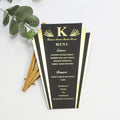 DIY Creative Shape Luxury Design Black and Gold Theme Paper Food Menu Cards for Wedding Birthday Event