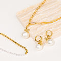 Customized 18K Gold Plated Necklace and Pearl Earrings Jewelry Set New Fashionable Trendy Style for Parties Weddings and Gifts