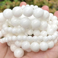 AsVrai U Natural Stone Beads White Angelite Jade Round Spacer Loose Beads for Jewelry Making DIY Bracelets Accessories