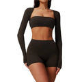 Shaved Shawl Long Sleeved Yoga Suit for Women Outdoor Running Sports Shoulder T-shirt Fitness Quick Drying Top