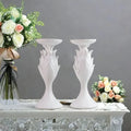 White Resin Lotus Candlestick Holders Pair Elegant Floral Petal Design for Modern Home Decor