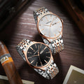 Custom Logo Quartz Wristwatches Luxury Fashion Couple Stainless Steel Watches Week Calendar Gents Watch