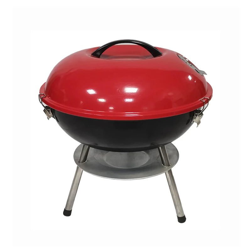 Portable 14 Inch Steel & Metal Kettle BBQ Charcoal Grill Lightweight Premium Style for Camping & Travelling